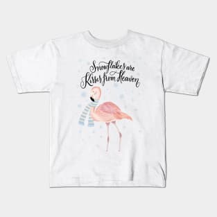 Flamingo in winter Kids T-Shirt